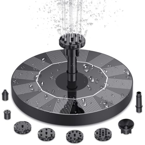 Pompe solaire flottante pour fontaine à oiseaux, fontaine à 6 buses, idéale pour le jardin, les bassins, les piscines, les aquariums et les espaces extérieurs.
