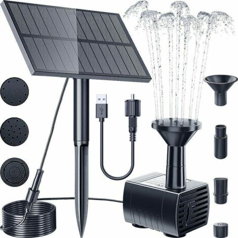 Pompe solaire fontaine de jardin à eau solaire extérieure, 1.5W pompe de bassin de fontaine solaire amélioré avec piquet, pompe à eau de fontaine à énergie solaire pour bain d'oiseaux, jardin, jardin,
