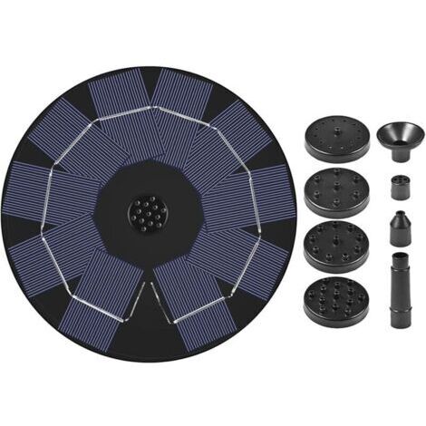 Pompe Solaire pour Fontaine de Bain d'oiseaux, Fontaine Solaire en 8 Parties avec Batterie Rechargeable, Pompe de Fontaine Solaire Flottante indépendante pour Bain d'oiseaux, Elegance