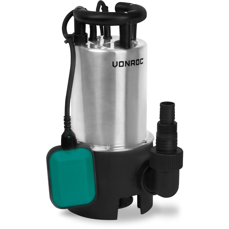 Pompe submersible 1100W en acier inoxydable – 20000 l/h – Eaux usées et claires- Avec interrupteur de flotteur