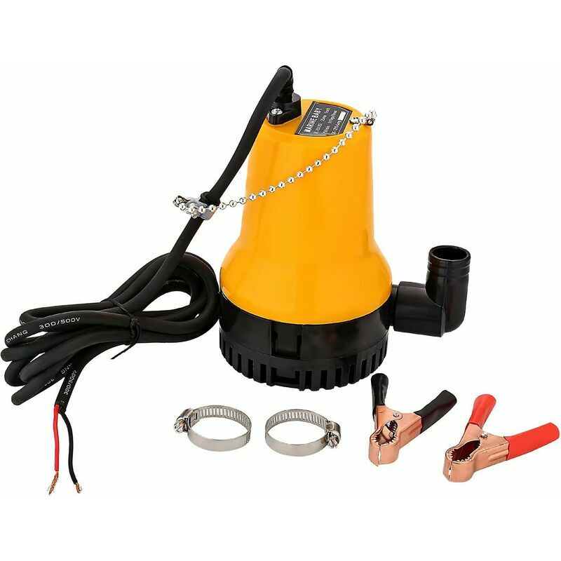 Pompe submersible 12v 50w 4200l/h pompe à courant continu pompe à eau sale longueur de câble portable 2.3m avec clip
