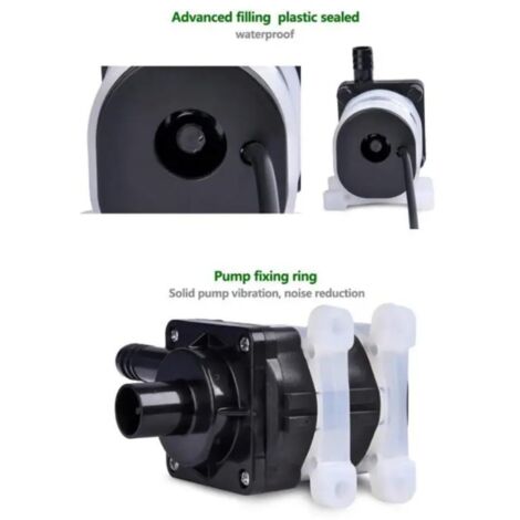 Pompe submersible CC sans balais 12 V 28 W 800 L/h pour fontaines, aquariums et bassins à poissons