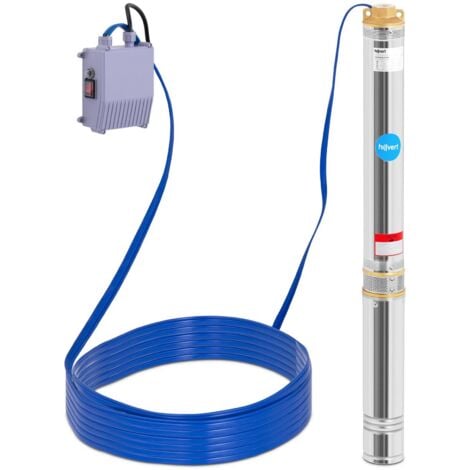 Pompe submersible - hillvert - Débit de 6 000 l/h - 1 100 W - Hauteur de refoulement : 101 m