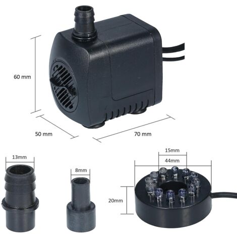 Pompe submersible LED 800 l/h ultra-silencieuse pour aquarium, bassin et fontaine, norme australienne - Parfait