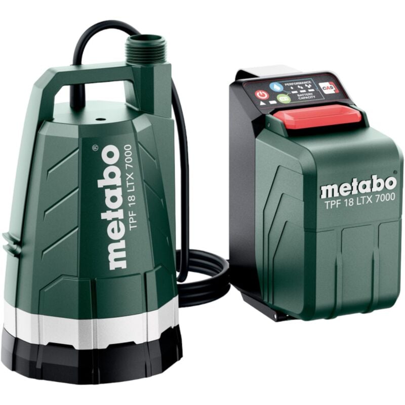 Metabo TPF 18 LTX 7000 Pompe immergée sans fil 18 V 7000 l/h 0,9 bar (601748850) + accessoires - sans batterie, sans chargeur