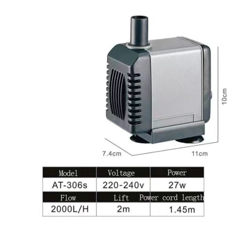 Pompe submersible, petite pompe de pompage d'eau ultra-silencieuse et pompe de circulation de remplacement (AT-306S,27W)