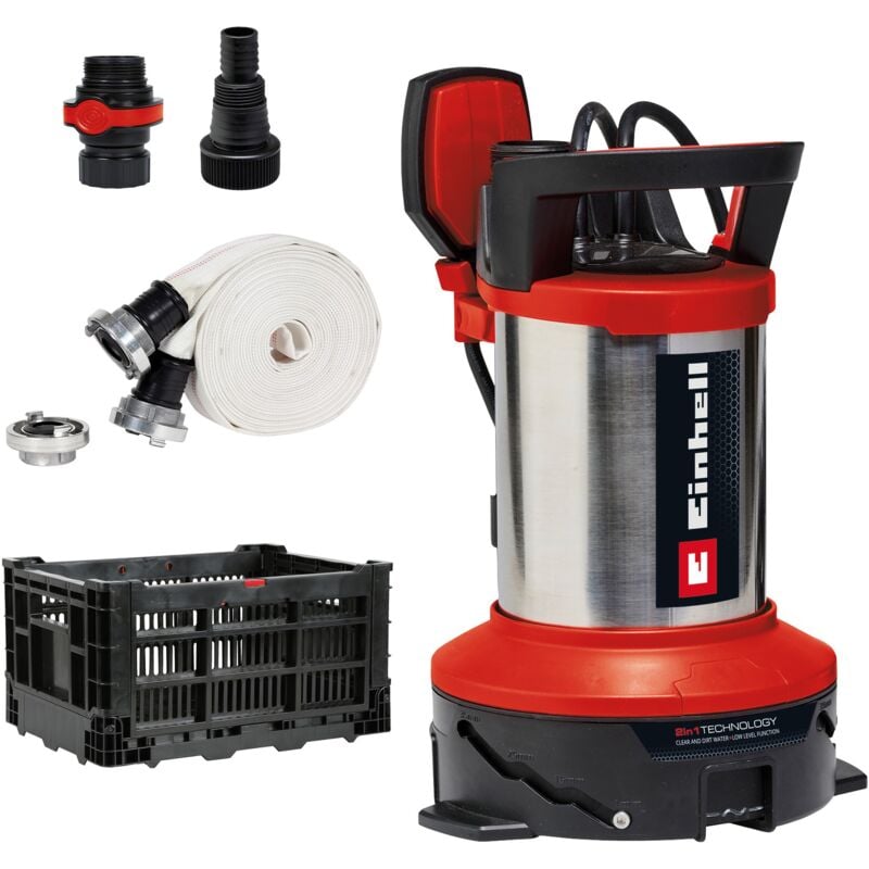 Einhell Kit d'Inondation GE-DP 7535 N LL ECO (750 W, débit de refoulement max. 18 500 l/h) avec Tuyau 10m et caisse de transport