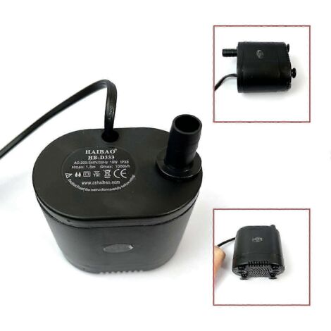 Pompe submersible pour HAIBAO HB-D333, hauteur de refoulement de 1,8 m, débit de 1000 l/h, pompe à eau silencieuse pour machines à glaçons et aquariums