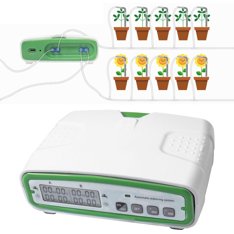 LIFCAUSAL - Système d'Irrigation Automatique à Double Pompe pour 20 Plantes avec Programmateur 30 Jours, Écran LCD et Tu