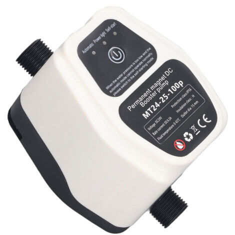 Pompe surpresseur automatique 24V 100W silencieuse, système intelligent pour pression d'eau stable, débit 25L/min, compatible secteur UE 100‑240V.