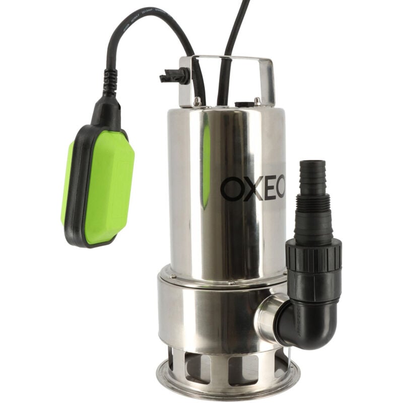 Oxeo - Pompe vide cave 1100W - Corps Inox - Eaux chargées - Inondation - Hauteur refoulement 9,5m - Câble alimentation 10m