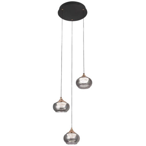 „Pompeya“ 3-flammige hängende LED-Deckenleuchte mit Fernbedienung (21W 3CCT 1890lm) IP20 80-100x35x35cm schwarze Farbe