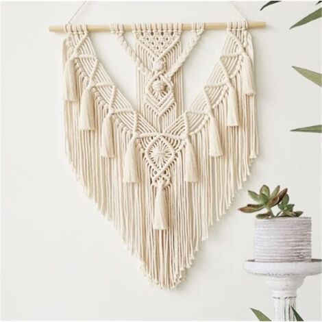 Pompón de algodón tejido a mano, decoración para el hogar, dormitorio, sala de estar, apartamento, 45 x 75 cm, blanco