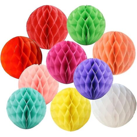 Pompon décoratif en papier alvéolé de 15 cm (6 pouces), boule de fleurs suspendue en papier de soie, bricolage en papier (santanxing) - 20 cm