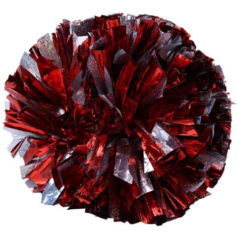 Pompons de cheerleading argent et rouge pour compétitions sportives et spectacles de danse
