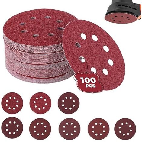Ponçage 100pcs Disques Abrasifs 40/60/80/120/180/240/320/400/ Grain Taille de 125mm Idéal pour Poncer/Polir/Dérouiller, Meule d angle