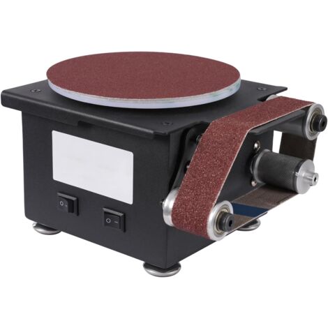 Ponceuse à bande et à disque électrique 100W, plaque de ponçage 150mm, affûteuse de bord de coupe avec 10 feuilles de papier de verre et 10 bandes de ponçage, machine de polissage de bricolage pour mé