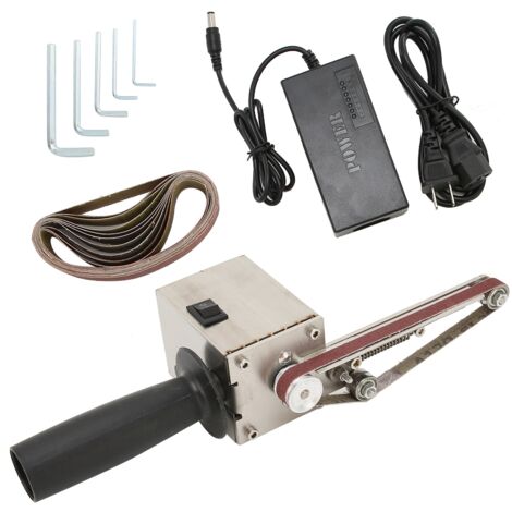 Ponceuse à Bande Mini Électrique 150W, Machine de Polissage et Meulage Portable pour DIY, Alimentation AC 110‑240V avec Prise US