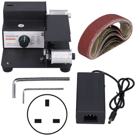 Ponceuse à Bande Mini Électrique Machine à Polir et Meuler Ajustable 110‑240V DIY Prise UK