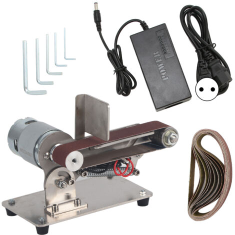 Ponceuse à Bande Mini Électrique Machine à Polir et Meuler Ajustable 110‑240V pour Bricolage Prise EU 200W