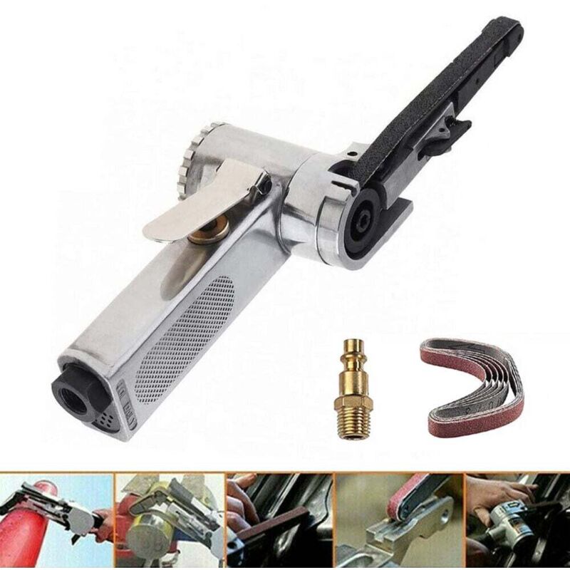 Ponceuse à bande pneumatique, ponceuse à doigt 10 mm x 330 mm, bandes abrasives, machine à poncer