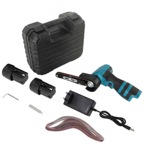 Ponceuse à bande portative sans fil, batterie 16.8V 1,5ah, élimination de la rouille, ponceuse de détail avec 15 courroies pour pièces de voiture, prise ue Double