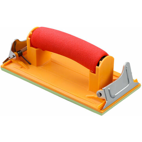 Ponceuse à main avec poignée en éponge Cale à poncer pour papier de verre，Contreplaqué toile émeri toile émeri, orange, une pièce，
