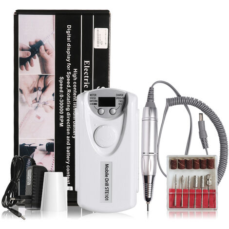 Ponceuse à ongles électrique professionnelle, appareil de manucure et pédicure, Portable et Rechargeable,White,LES USA