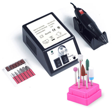 Ponceuse à ongles électrique professionnelle, ensemble de manucure, outils de manucure, perceuse à ongles, polisseuse à Gel, stylo perforateur, appareil pour enlever le Gel,Black Set 2,US plug