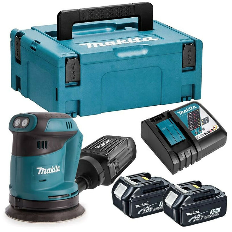 Ponceuse Excentrique Makita DBO180RFJ – 18V, Avec 2 Batteries 3,0 Ah, En MAKPAC