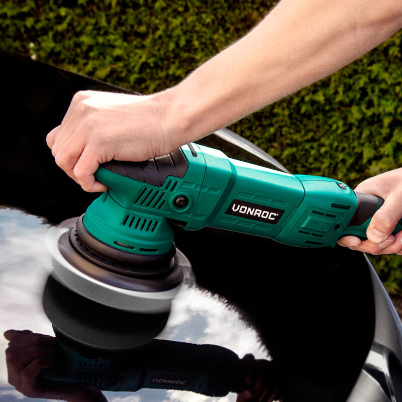 Polisseuse excentrique 150mm 1050W. Meule d'appui et 4 éponges incluses - Vonroc