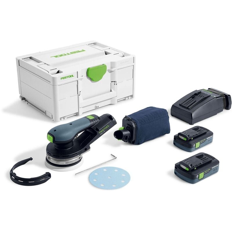 Ponceuse excentrique sans fil etsc 2 125 4,0 I-Plus Festool avec 2 batteries 18V 4.0 Ah - chargeur - Systainer - 577736