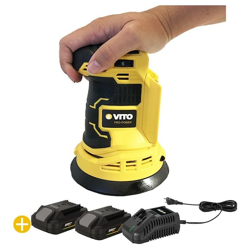 Ponceuse Excentrique Orbitale 20V 125mm + 2 Batterie lithium 2AH + Chargeur Vito