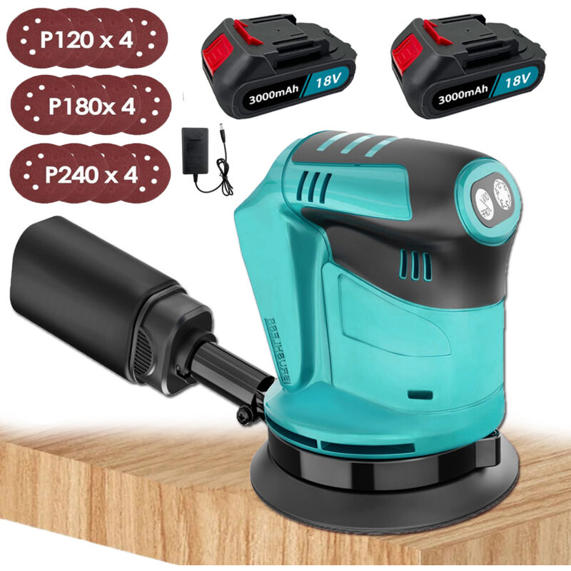Teetok - Ponceuse excentrique,Sans balais,Remplacer pour la batterie Makita ponceuse orbitale aléatoire Machine de polissage 18V Ø125mm avec sac à