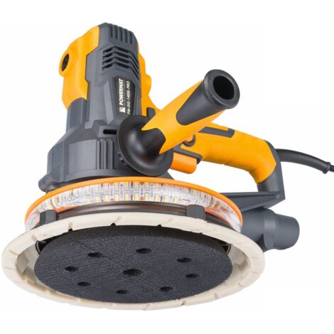 Ponceuse girafe 1400W – Éclairage LED 360° – Vitesse 1200-2300 trs/min – Sac de récupération et 12 disques abrasifs inclus – Powermat