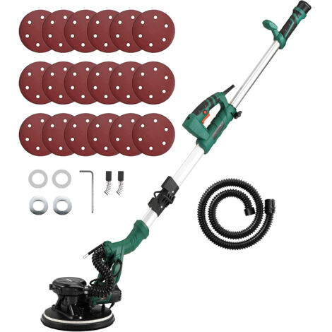 Ponceuse Girafe 810W, Ø 215 mm Ponceuse Mur et Plafond avec Système d'Aspiration Automatique, 5 Vitesses Variables Lumières LED Manche Télescopique 18 Disques Abrasifs