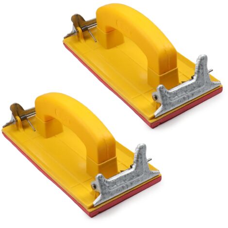 Ponceuse manuelle avec poignée – Bloc de ponçage et porte-papier abrasif pour bois, plaques de plâtre et polissage de métaux (Lot de 2)