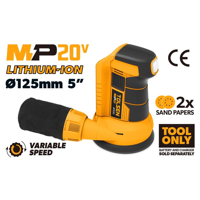 Tolsen - ponceuse orbitale ale'atoire avec batterie 20V se'rie MP20V
