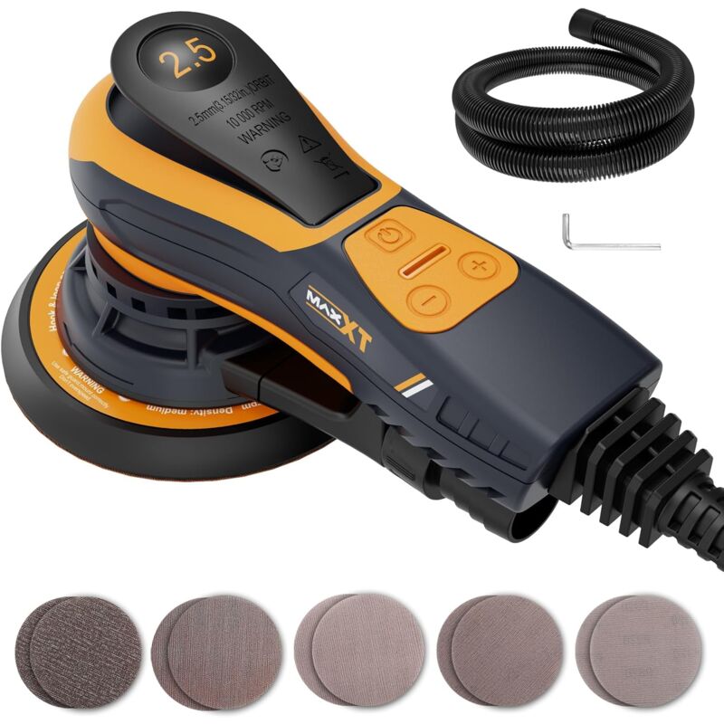 Maxxt - Ponceuse excentrique 150mm, 2.5mm ponceuse orbitale avec 6 Vitesses variables, sans balais 350W, ponceuse multifonction pour le Polissage du