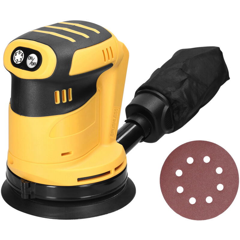 Lifcausal - Ponceuse orbitale sans fil à moteur sans balais de 125 mm, outil de meulage du bois, polisseuse électrique pour voiture,