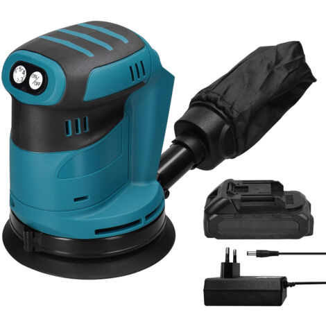 Ponceuse orbitale sans fil à moteur sans balais de 125 mm, polisseuse électrique pour cirage de voiture Ponceuse orbitale réglable à 6 vitesses pour polissage et métal du bois