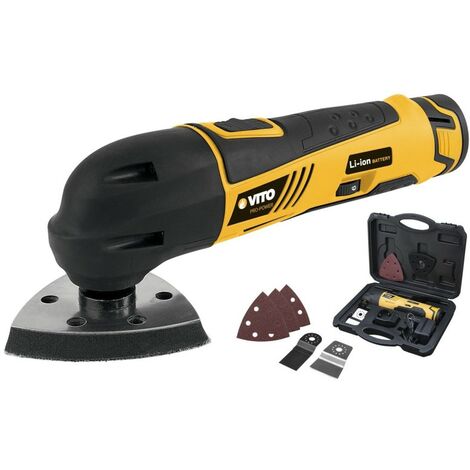 Ponceuse Outil sans fil VITOPOWER 12v Batterie lithium Outil Polyvalent Ponçage Coupe Raclage Mallette + Accessoires