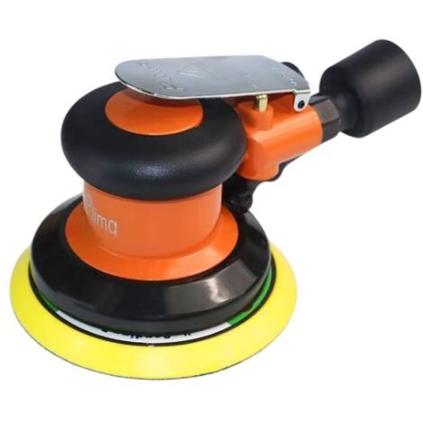 Ponceuse pneumatique multifonction 4 pouces couleur orange Plima, pour carrosserie mastic et finition avec aspiration poussière