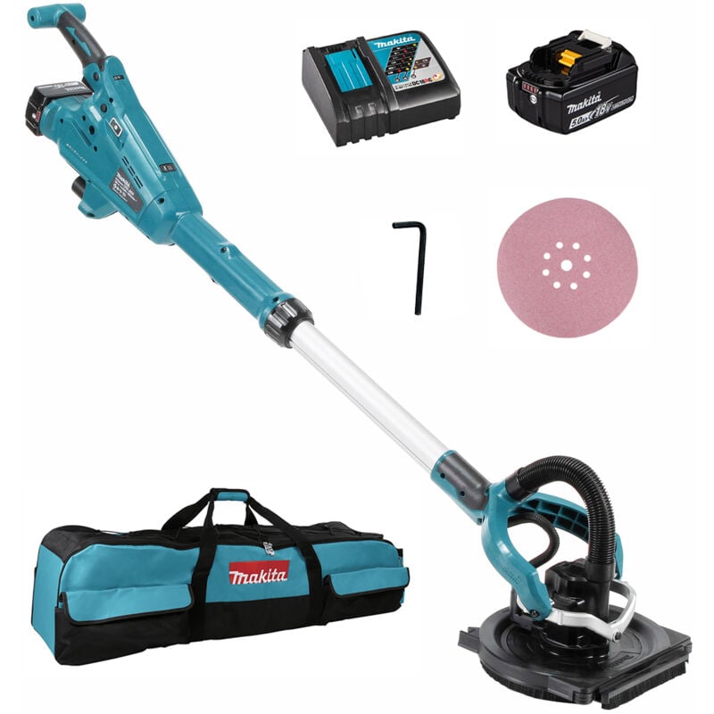 Makita - Ponceuse pour cloison sèche 18V lxt ø 225 mm avec 2 batteries 18V 5.0Ah - chargeur - Sac - DSL800RTEU