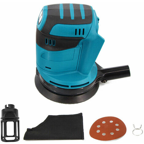 Ponceuse ronde rechargeable Polisseuse lithium-ion Ponceuse à papier de verre Ponceuse pour le travail du bois Régulateur de vitesse à 3 vitesses pour batterie Makita 18V, taille du papier de verre 12