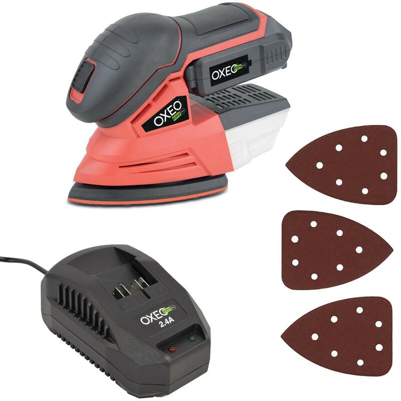 Ponceuse triangulaire sans fil 18V Easy Full - avec batterie et chargeur - Bac collecteur de poussières - 3 feuilles abrasives