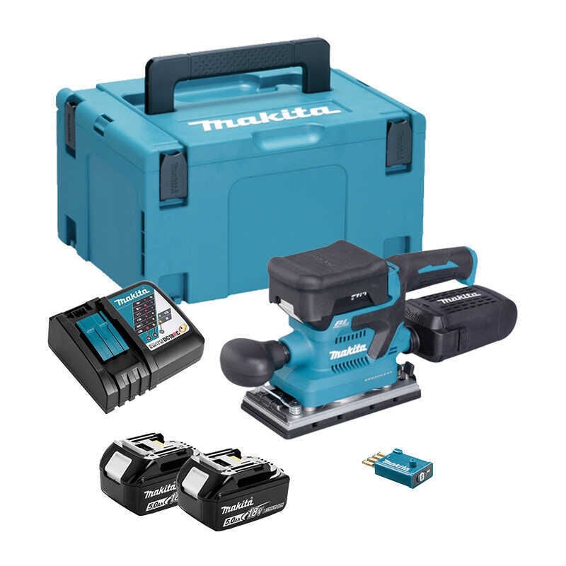 Makita - Ponceuse vibrante 18V 93x185 mm Bluetooth aws avec 2 batterie 18V 5.0Ah - chargeur- MakPac - DBO381RTJU