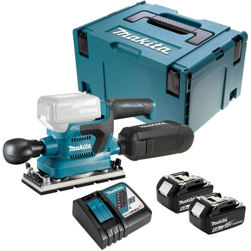 Makita - Ponceuse vibrante 18V Ø93x185 mm 2 batt.BL1850B - DBO380RTJ