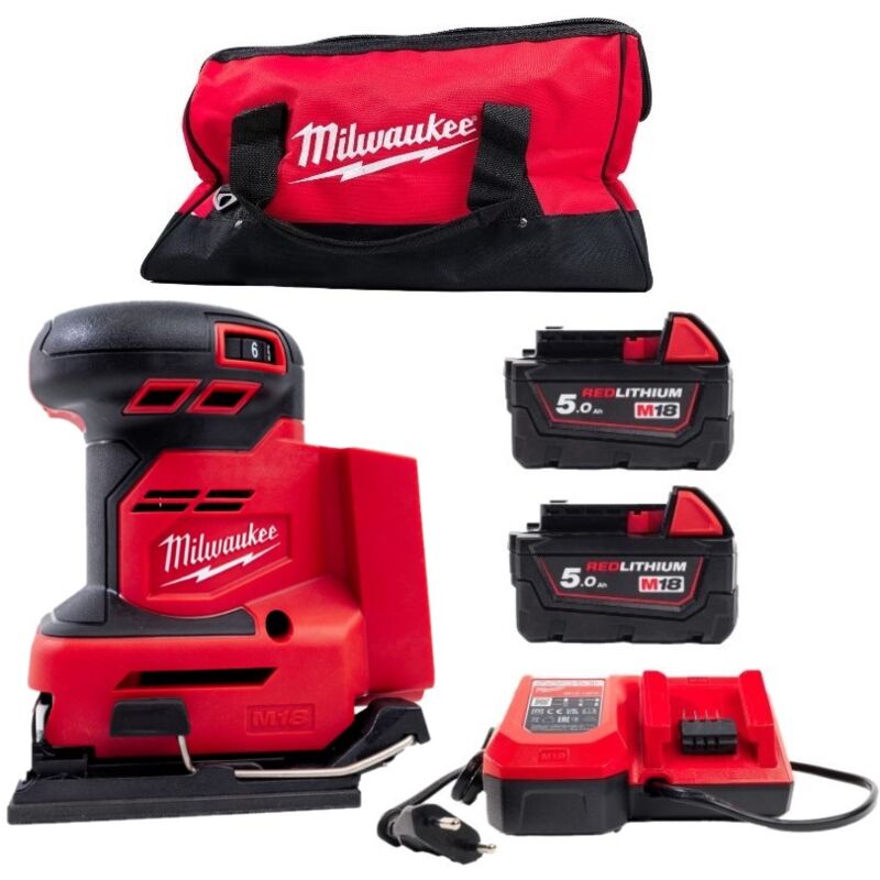 M18BQSS-502B Ponceuse vibrante 1/4" 18V 2x5.0Ah batteries en sac de transport - 4933479967 - Milwaukee