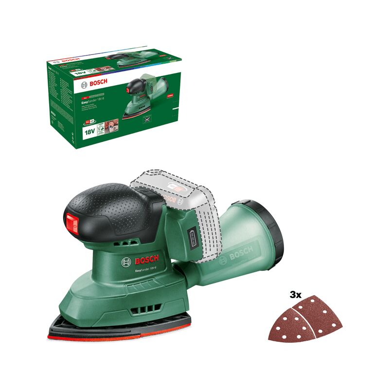 Ponceuse multi sans fil EasySander 18V-8 (sans batterie, système 18 v, 3x feuilles abrasives, dans la boîte) - Bosch